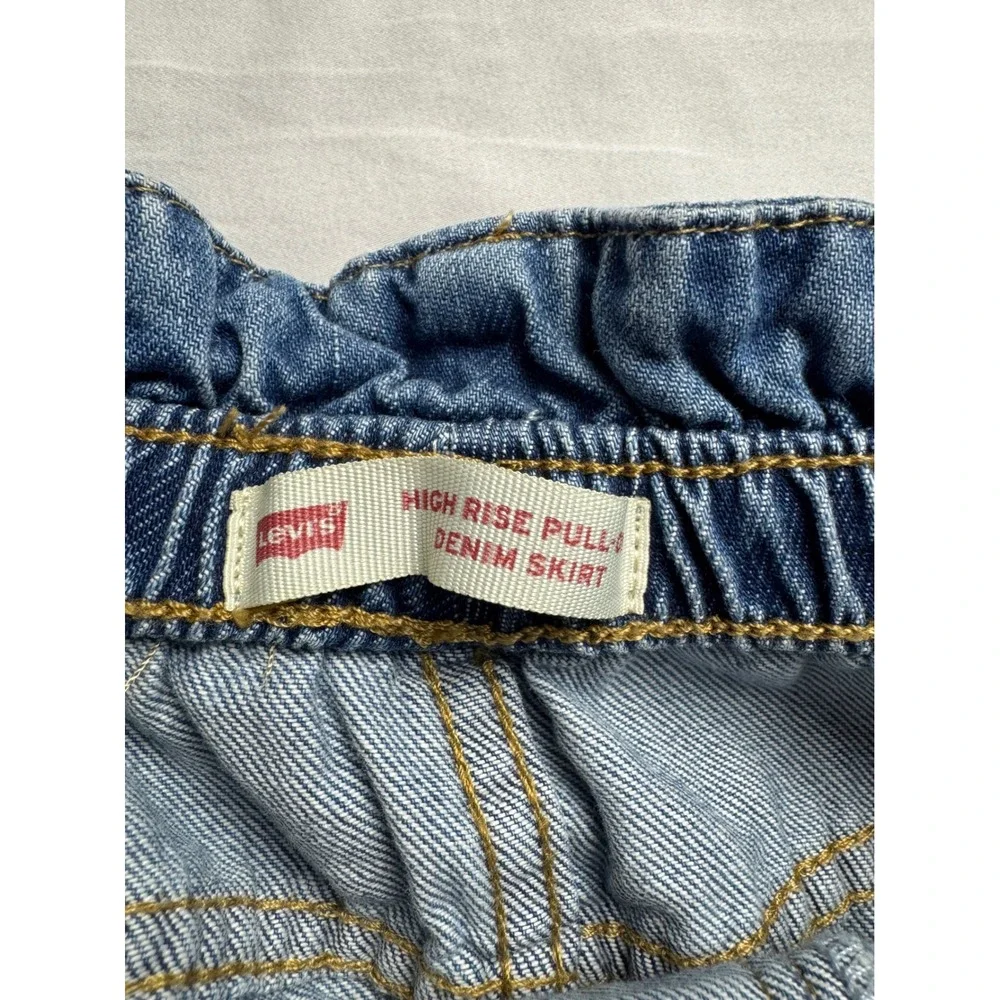 Levis Girls 16 High Rise Pull On Denim Skirt Light Wash‎ Paperbag Waist  NWT
